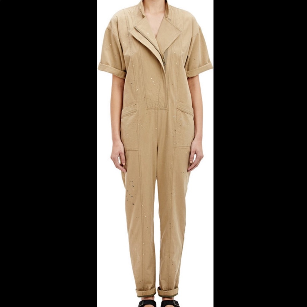 Sea New York Paint Splattered Tan Jumpsuit, Size 0